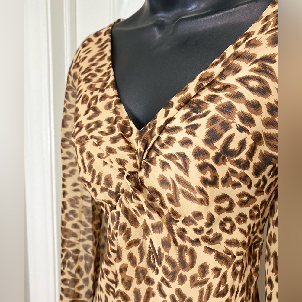 Hot in Hollywood's Southern California:  Leopard Print Blouse with Flare Sleeves